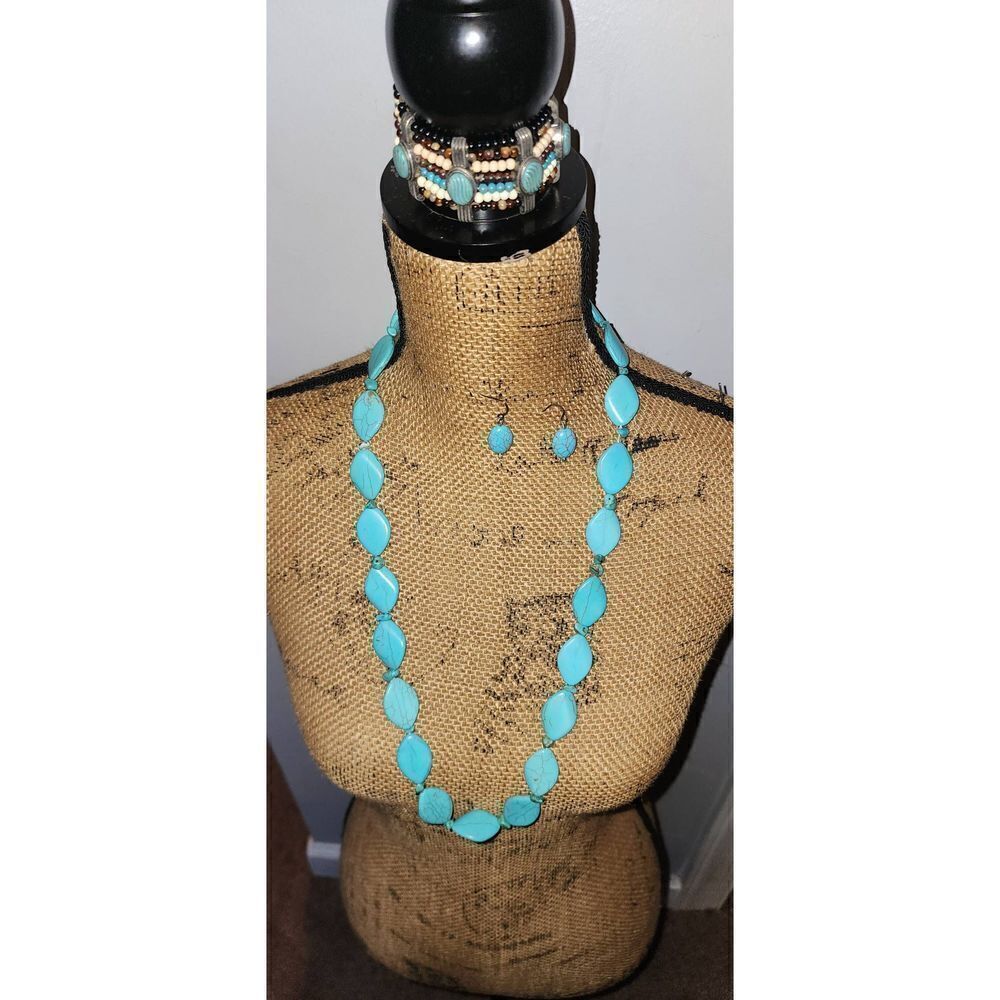 3pc Faux Turquoise Jewelry Set
